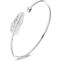 Miniatyrbilde 1 av 4: Sølv Fjær Armring Justerbar, Fidget Armring Smykker Gave til Kvinner Jenter Damer Bursdag Valentinsdagsgaver Morsdagsgave