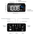 Miniatyrbillede 2 af 4: Digitalt Vækkeur, LED Vækkeur med Snooze Funktion, USB Port Opladning (Sort)