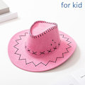 Miniatyrbillede 1 af 5: Western Cowboy Hat til Mænd Kvinder Børn Udendørs Bredskygget Kunstlæder Kasket Pink S