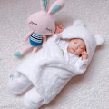 Miniatyrbild 3 av 4: Varm Fleece Vintersovsäck för Babyflicka 0-3 Månader, Sovpåse med Separata Ben, Vit