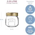Miniatyrbillede 3 af 3: Sylteglas 0,25L (250ml) Rundt Glas med Skruelåg til Opbevaring af Syltetøj, Chutneys og Små Syltede Frugter 250ml
