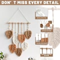 Miniatyrbild 3 av 4: 15,7 x 31,4 tum Macrame Väggbonad, Boho Väggdekor Löv Vävd Tapet Väggbonad, Macrame Löv Hängande Unik Boho Macrame Tapet Fjädrar