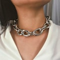 Miniatyrbillede 1 af 5: Kraftig Choker Halskæde Cubansk Led Kæde Halskæde Tyk Halskæde Kæde Punk Smykker Justerbar til Kvinder og Piger Silver