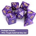 Miniatyrbild 4 av 4: 7 Delars DND Tärningsset för Dungeon and Dragons, Lila Nebula Polyedriska Tärningar RPG Rollspel Bordsspel D&D D20 D12 D10 D8 D6 D4 (Lila)