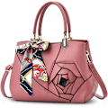 Miniatyrbillede 1 af 5: Blomstret Top-Handle Håndtaske til Kvinder, Crossbody Taske, Dame Clutchpung, Tote Bag i Kunstlæder, Pink