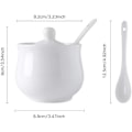 Miniatyrbillede 2 af 4: Keramisk Sukkerskål, Hvid Porcelæn Sukkerkrukke med låg og ske, Krydderi til Køkken Krydring 230 ml