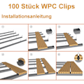 Miniatyrbillede 3 af 5: 100 stk. WPC-klemmer, 6 mm plastikklemmer til WPC/BPC-lameller, skjult fastgørelse med T-klemme + skruer (sort)