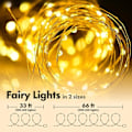 Miniatyrbild 2 av 3: Twinkle Star 33FT 100 LED Silver Wire String Lights Batteridriven LED-slingor för julbröllopsfest heminredning Varmvit 1-pack