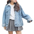 Miniatyrbillede 1 af 4: Oversized denimjakke til kvinder, langærmet boyfriend-jeansjakke, løs frakke
