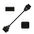 Miniatyrbillede 2 af 5: Til Renault 12 Pin OBDII OBD 2 Connector Adapter Diagnostisk Forlængerkabel 16 Pin Til Renault 12Pin ST1M781