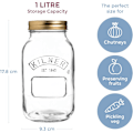 Miniatyrbillede 3 af 3: Sylteglas 1L (1000ml) Rundt Glas med Skruelåg til Konservering og Opbevaring af Marmelade, Chutney og Små Syltede Frugter 1000ml