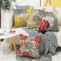 Pikkukuva 6 / 6: Tyynynpäällinen - Pellava - 4 kpl:n setti - Harmaa - Neliö - Boho-kuvio - 45x45cm