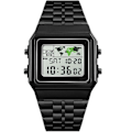 Miniatyrbild 1 av 5: Digital klocka för män Stoppur Band Alarm Världstid Datum Vecka Metallarmband Utomhus Business Klocka