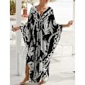 Miniatyrbilde 2 av 4: Kaftankjoler Cover Up for Badetøy Kvinner Pluss Størrelse Dyreprint Kaftan Resort Kjole