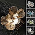 Miniatyrbilde 2 av 5: Brudehårkam i koreansk stil med blomsterdekor, sklisikker design, hårspenne, retro bryllupshodeplagg Silver