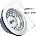 Miniatyrbillede 4 af 5: Vask afløb uden overløb Kurv INOX ø 110 mm 1½\", Rustfrit stål + ABS, Afløb + Kurv Vandfilter til swimmingpool