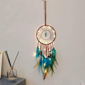 Miniatyrbillede 4 af 5: Lille drømmefanger med LED-lys, Drømmefanger vægdekoration til hjemmet - 13 cm diameter, 45 cm længde