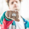 Miniatyrbillede 5 af 5: Ring til mænd Hip Hop Sølv Kongekrone Knust Hjerte Fingerring