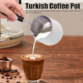 Miniatyrbild 4 av 5: Turkisk kaffekanna 600ml rostfritt stål blank yta Hög temperaturbeständig lätt att rengöra smörvärmare