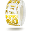 Miniatyrbillede 1 af 4: Folie Guld Foliage Tak Stickers Mærkater Segl 3,15 \"x1,15 \" Trekant 120 Enheder Per Rulle (Folie Guld Foliage)