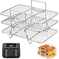 Pikkukuva 1 / 3: Kolmikerroksinen ruostumattomasta teräksestä valmistettu keittoteline, Air Fryer AF300UK AF400UK -lisävarusteet, grilliteline Ninja Stake/EMtronics Double Drawer Fryer -laitteelle