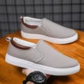 Herresko i store størrelser, lærredssko, herre, afslappede slip-on board sko, herretøj, sko, afslappede sko, grå 46 Gray 46