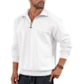 Miniatyrbild 1 av 2: Halv dragkedja tröjor för män stickad pullover jumper långärmad jacquard tröjor White