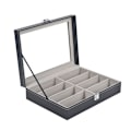 Miniatyrbild 1 av 4: Läder 8-delars Förvaring för Glasögon och Solglasögon Displayfodral Organizer, Svart