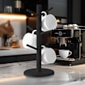Miniatyrbillede 3 af 4: Kaffekrus Holder med 6 Kroge, Krusholder Stativ Kaffekrus Holder Sort Bambus Kopholder med Forstærket Base, Krusholder, Kaffekopholder, (Sort)