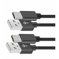 2 st USB C-kabel Typ C snabbladdningskabel för Samsung Galaxy A12 / A32 / A42 / A52 / A72 Nylon Android telefonladdare (1m, svart)