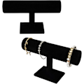 Miniatyrbillede 1 af 4: T-Bar Smykkestativ (2 pak) - Sort Fløjl Udstillingsstativ til Ure/Armbåndsholder - Armbåndsholder Udstillingsstativ/Urstativ til Mænd
