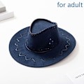 Miniatyrbillede 3 af 5: Western Cowboy Hat til Mænd Kvinder Børn Udendørs Bredskygget Kunstlæder Kasket Rose red L