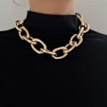 Miniatyrbillede 4 af 5: Kraftig Choker Halskæde Cubansk Led Kæde Halskæde Tyk Halskæde Kæde Punk Smykker Justerbar til Kvinder og Piger Gold