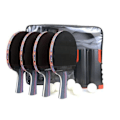 Miniatyrbild 3 av 4: Pingisracket - Professionell - Set med 4 racketar - 8 bollar - Portabel - Röd