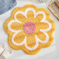 Miniatyrbilde 1 av 5: Blomstrete rundt teppe i mikrofiber, mykt og sklisikkert, med vannabsorpsjon