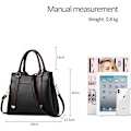Miniatyrbillede 6 af 7: Damehåndtasker, Elegant Tote Bag med Top-Håndtag, Skuldertaske, Patent Læder Håndtaske, Arbejdstaske til Damer Negro