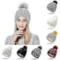 Miniatyrbillede 3 af 5: Unisex Stretch Satin Strikket Hue Fe Uld Varm Beanie Hue Huer Wine Red