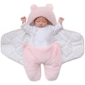 Miniatyrbild 4 av 4: Varm Fleece Vintersovsäck för Babyflicka 0-3 Månader, Sovpåse med Separata Ben, Vit