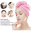 Miniatyrbilde 4 av 4: 3-pakning Mikrofiber Hårhåndkle Superabsorberende Badehette med Løkke Hurtigfeste Salong Twist Turban Tørkehårhetter/Hatt med Knapper Rosa Blå Lilla