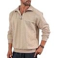 Miniatyrbild 1 av 3: Halv dragkedja tröjor för män stickad pullover jumper långärmad jacquard tröjor khaki