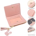 Miniatyrbilde 4 av 4: Små lommebøker for kvinner, CHAOFANXI dusker PU-skinn mynter glidelåslomme lommebok for jenter med kaninformet metall dusker anheng lommebok Pink