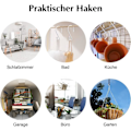 Miniatyrbild 5 av 5: 12-pack S-krokar, vita, 8 cm, små kökskrokar, metall, maxbelastning: 5 kg - S-formade - för klädstång, kök, badrum, kontor