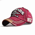 Miniatyrbillede 2 af 5: Bomuldsbroderet Patch Vaskbar Justerbar Baseball Cap Wine Red