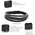Miniatyrbillede 4 af 4: Læderarmbånd til mænd i brun, ægte koskindslæder unisex manchetarmbånd flerlags magnetisk lås reb armbånd til mænd og kvinder