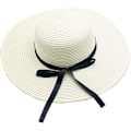 Miniatyrbilde 1 av 3: Sammenleggbare sommerhatter for kvinner, floppy stråhatt, strandhatt med bred brem, hvit