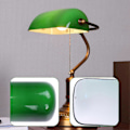 Miniatyrbillede 3 af 5: Grøn Farve Glas Banker Lampe Skærm/Banker Lampe Glas Lampeskærm