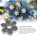 Miniatyrbild 2 av 4: Snöflingeformad stans i rostfritt stål, perfekt för jul och vinterhelger, multipack