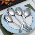 Miniatyrbillede 2 af 4: Serveringsskeer 4 stk., Serveringsske, Inkluderer 2 Serveringsskeer og 2 Hulskeer, Serveringsredskaber i Rustfrit Stål Silver