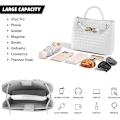 Miniatyrbild 5 av 6: Vävd damväska, Vävd väska med handtag, Vävd axelväska, Crossbody-väska Blanco
