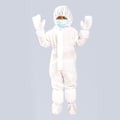 Miniatyrbillede 2 af 2: Sikkerhedsbeskyttelsesdragt Engangs Overall Støvtæt Beklædning Nonwoven Åndbar Isolationsdragt Arbejdsdragt Heldragt Kostume Til Børn Chi White Height 150-160cm